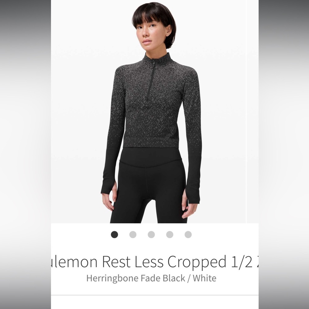 Lululemon Black and White Cropped Pullover Restless Half Zip Size M